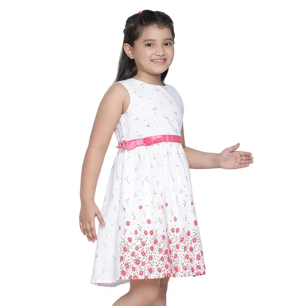White_Solid_Regular_Dress_For_Girls