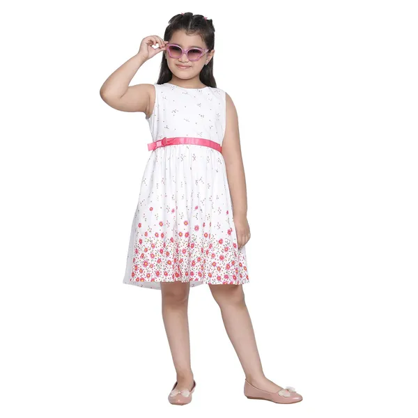 White_Solid_Regular_Dress_For_Girls