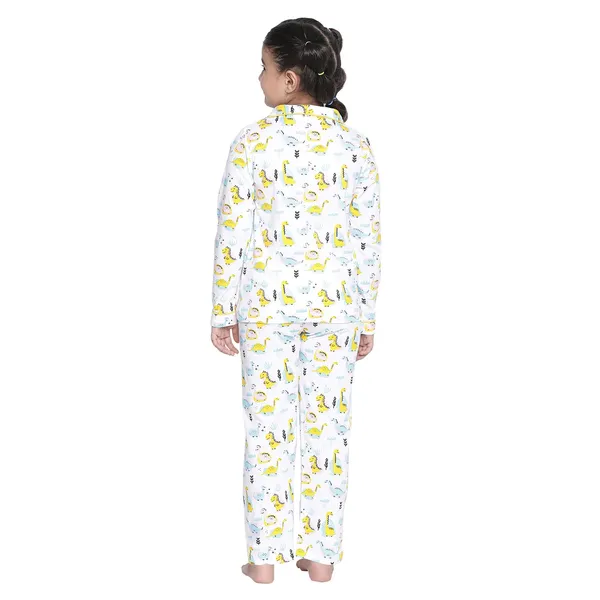 White_Solid_Regular_Night_Wear_Set_For_For_Girls
