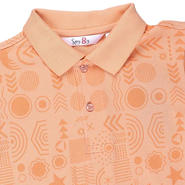 Orange_Graphic_Print_Polo_Collar_T-Shirt_For_Boys