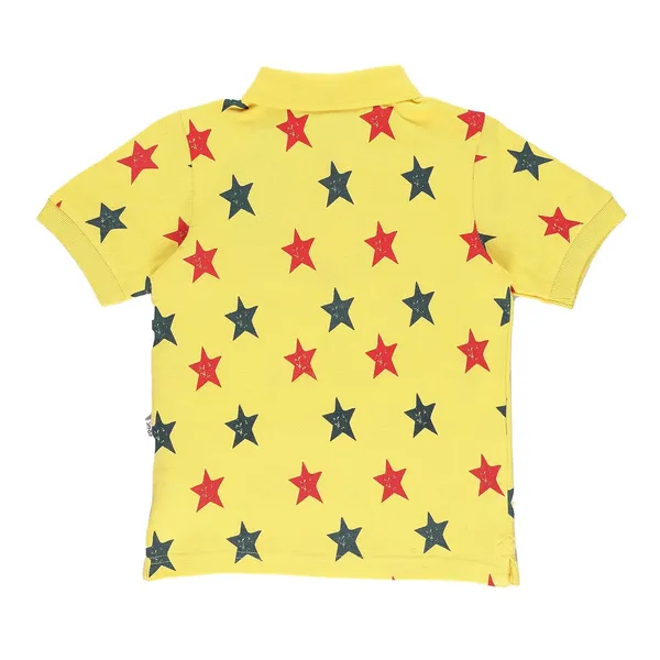Yellow_Star_Print_Polo_Collar_T-Shirt_For_Boys
