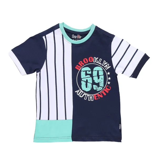 Multicolor_Striped_With_Text_Printed_Round_Neck_Half_Sleeve_T-Shirt_For_Boys