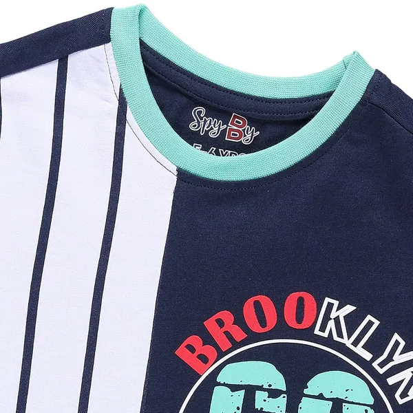 Multicolor_Striped_With_Text_Printed_Round_Neck_Half_Sleeve_T-Shirt_For_Boys