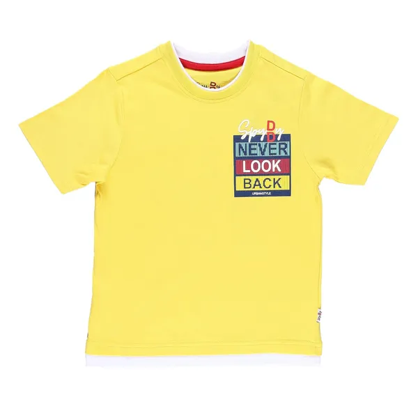 Yellow_With_Front_Back_Text_Printed_Round_Neck_Half_Sleeve_T-Shirt_For_Boys
