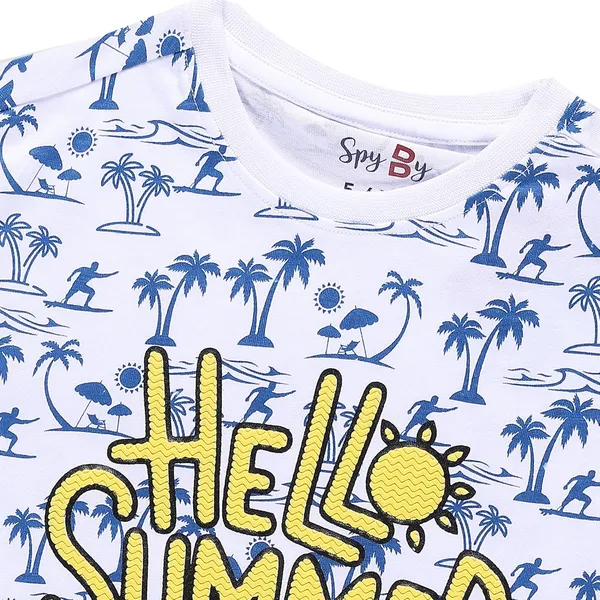 White_Summer_Printed_Round_Neck_Half_Sleeve_T-Shirt_For_Boys
