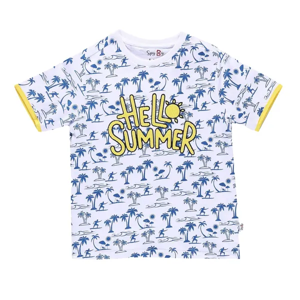 White_Summer_Printed_Round_Neck_Half_Sleeve_T-Shirt_For_Boys