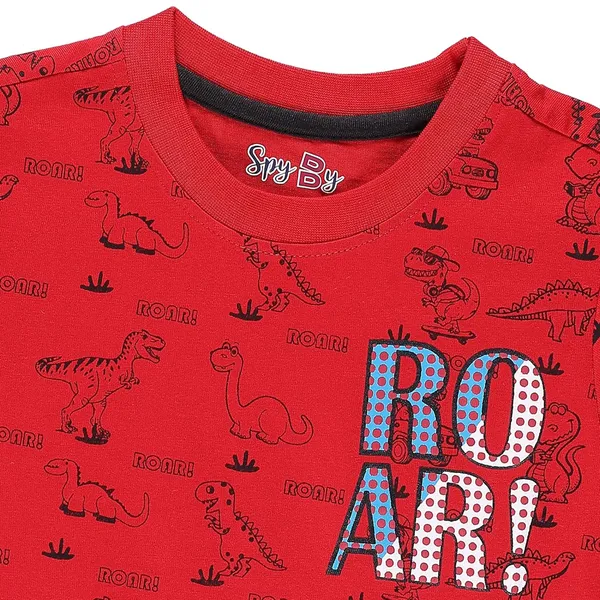 Red_Animals_Printed_Round_Neck_Half_Sleev_T-Shirt_For_Boys