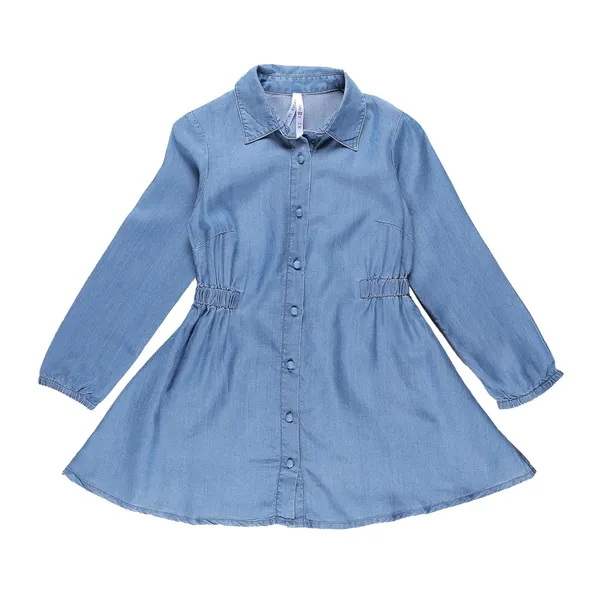 Blue_Soft_Denim_Full_Sleeve_Collared_Dress_For_Girls