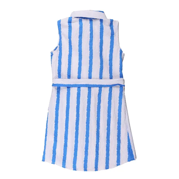 White_Dress_With_Belt_Stripe_For_Girls
