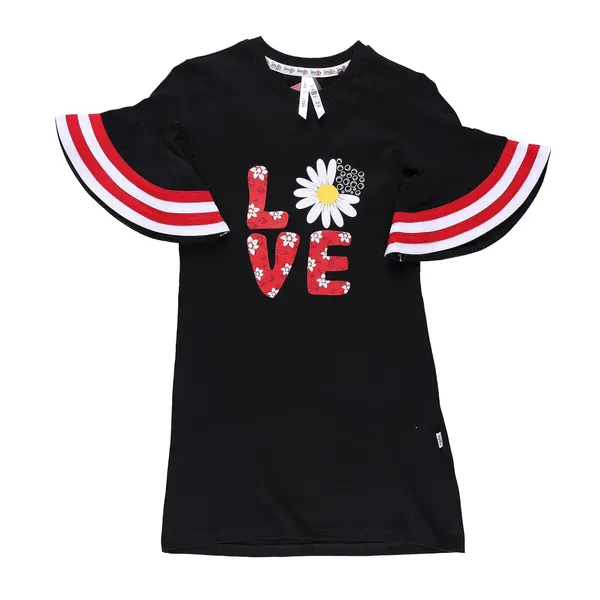 Black_Flaire_Sleeves_Front_Printed_Dress_For_Girls