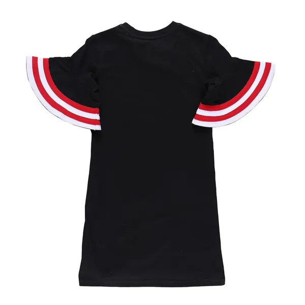 Black_Flaire_Sleeves_Front_Printed_Dress_For_Girls
