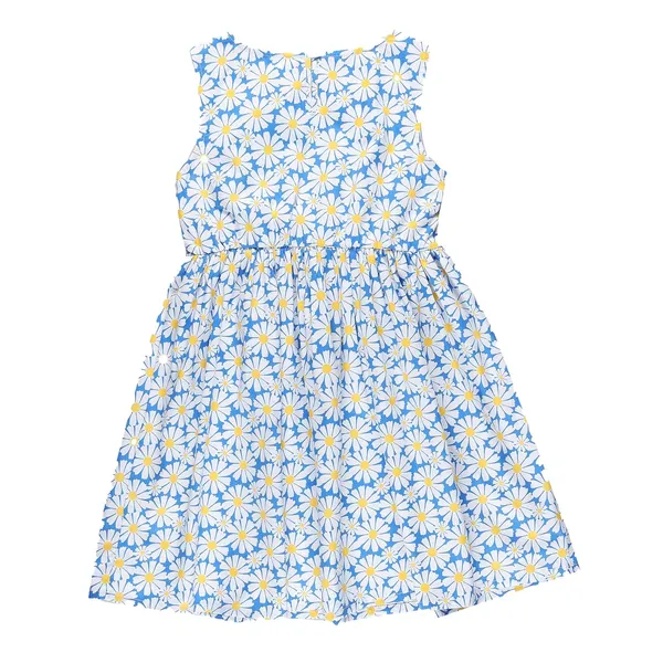 White_Floral_Printed_Sleeveless_With_Belt_Dress_For_Girls