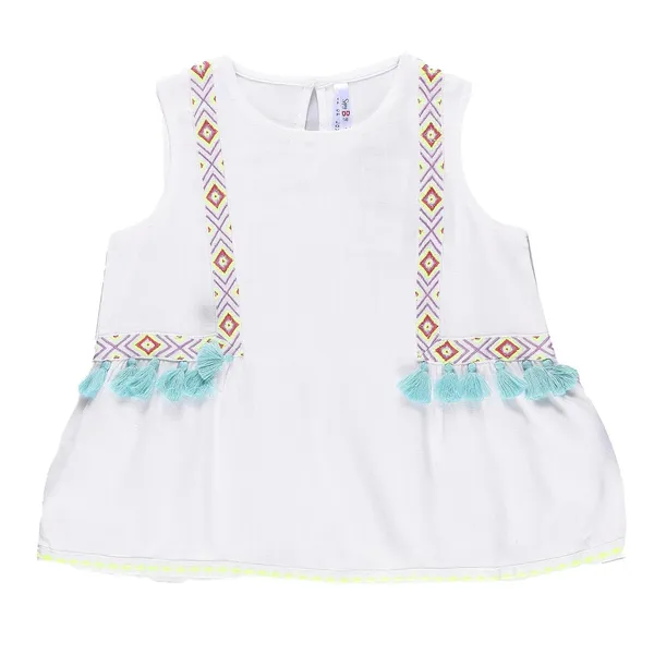 White_Solid_Regular_Sleevesless_Top_For_Girls