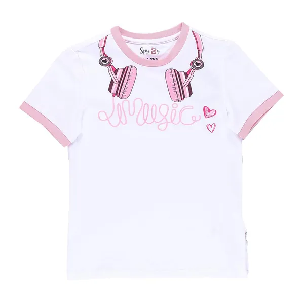 White_Front_Printed_Half_Sleeve_Top_For_Girls