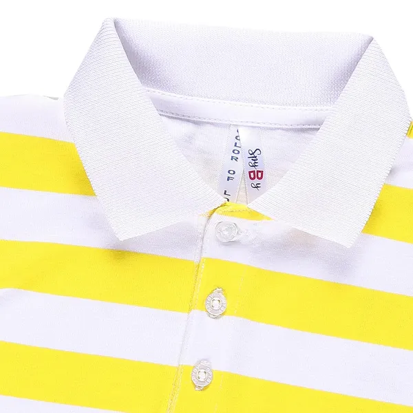 Yellow_Striped_Half_Sleeve_Collared_Tshirt_For_Girls