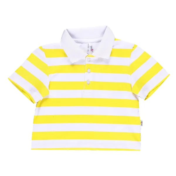 Yellow_Striped_Half_Sleeve_Collared_Tshirt_For_Girls