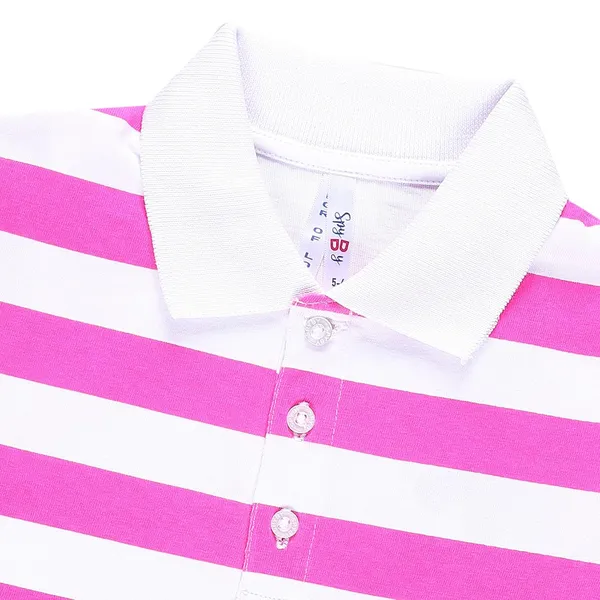 Fusia_Pink_Striped_Half_Sleeve_Collared_Tshirt_For_Girls