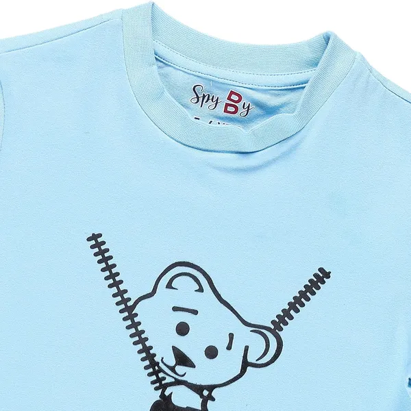 Sky_Blue_Front_Teddy_Printed_Half_Sleeve_Top_For_Girls