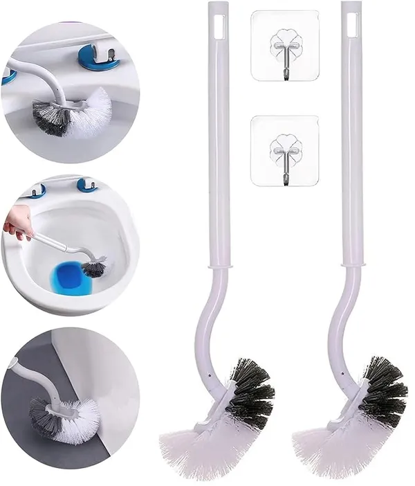 2_Pcs_Toilet_Brush_Curved_Design_Angled_Cleaner_Brush_Scrubber_For_Deep_Cleaning_Long_Plastic_Handle_And_Flexible_Bristles_Bathroom_Toilet_Bowl_BrushBrown