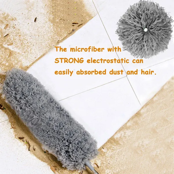 2_In_1_Long_Handle_Microfiber_Feather_Ceiling_Duster_For_Dust_Cleaning_With_Extendable_Pole_30100_Inch_With_Anti_Scratch_Bendable_Head_For_Cleaning_High_Cobweb_Stick_High_Ceiling_Fan_Mop