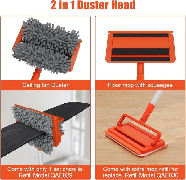 3_In_1_Fan_Cleaner_Duster_With_159Cm_Extendable_Long_Handle_For_Ceiling_Fan_BladeFan_Cleaning_Mop_With_2_Microfiber_Mop_Head_For_Dusting_Ceiling_Fan_Washable_Pads_For_Wipe_Wall