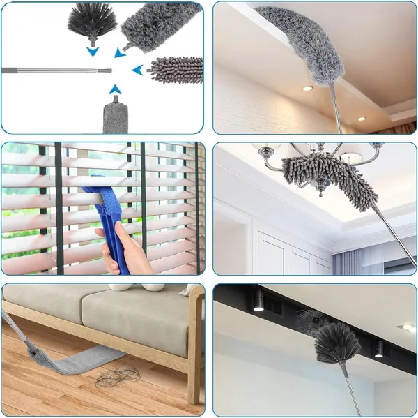 6Pcs_Multifunctional_Microfiber_High_Ceiling_Duster_With_Extension_Pole_30100_Inch_With_Bendable_Head_For_Cleaning_Cobweb_Window_Blinds_Furniture_Under_Bed_Sofa_Brush__Replacement_Combination_Set