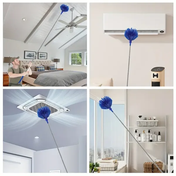 2_In_1_Long_Handle_Microfiber_Ceiling_Duster_With_Cobweb_Duster_For_Dust_Cleaning_Extendable_Pole_30100_Inch_With_Anti_Scratch_Bendable_Head_For_Cleaning_High_Stick_High_Ceiling_Fan