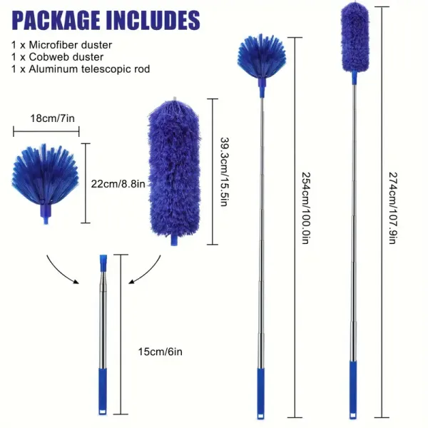 2_In_1_Long_Handle_Microfiber_Ceiling_Duster_With_Cobweb_Duster_For_Dust_Cleaning_Extendable_Pole_30100_Inch_With_Anti_Scratch_Bendable_Head_For_Cleaning_High_Stick_High_Ceiling_Fan