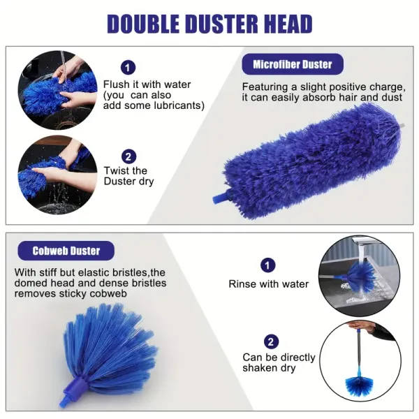 2_In_1_Long_Handle_Microfiber_Ceiling_Duster_With_Cobweb_Duster_For_Dust_Cleaning_Extendable_Pole_30100_Inch_With_Anti_Scratch_Bendable_Head_For_Cleaning_High_Stick_High_Ceiling_Fan