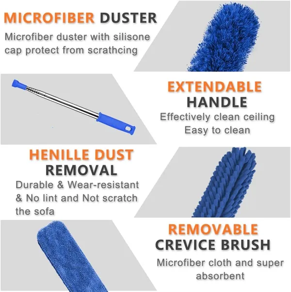 _3_In_1_Microfiber_Feather_Duster_4Pcs_Washable_Cobweb_Dusters_For_Cleaning_Kit_With_100"_Extension_Long_Pole_Bendable_Telescopic_Duster_For_High_Ceiling_Fan_Blinds_Furniture