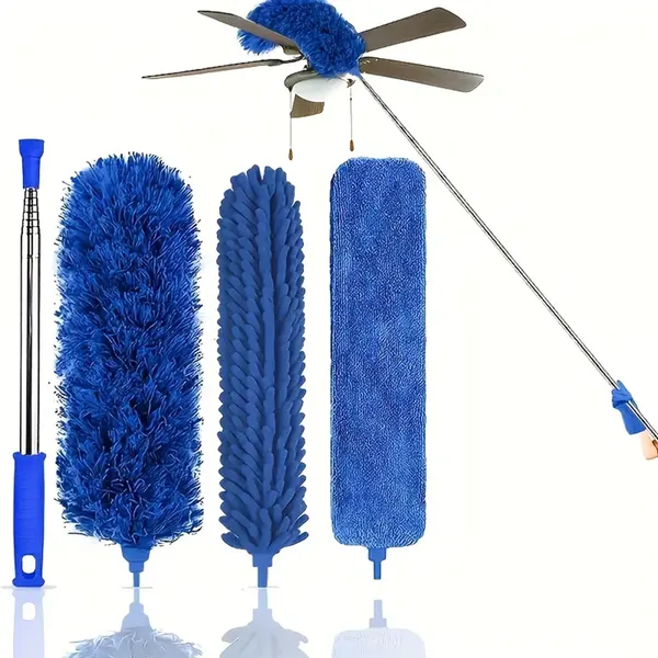 _3_In_1_Microfiber_Feather_Duster_4Pcs_Washable_Cobweb_Dusters_For_Cleaning_Kit_With_100"_Extension_Long_Pole_Bendable_Telescopic_Duster_For_High_Ceiling_Fan_Blinds_Furniture