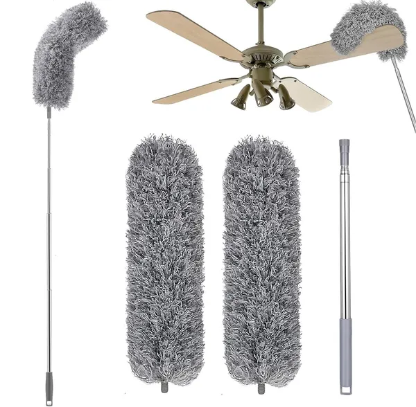 Microfiber_Feather_Dusters_For_Cleaning_Ceiling_Duster_1Pcs_100_Inch_Extension_Pole__2Pcs_Replaceable_Bendable_Head_Fan_Mop_For_Cleaning_High_Cobweb_Window_Blinds_Furniture