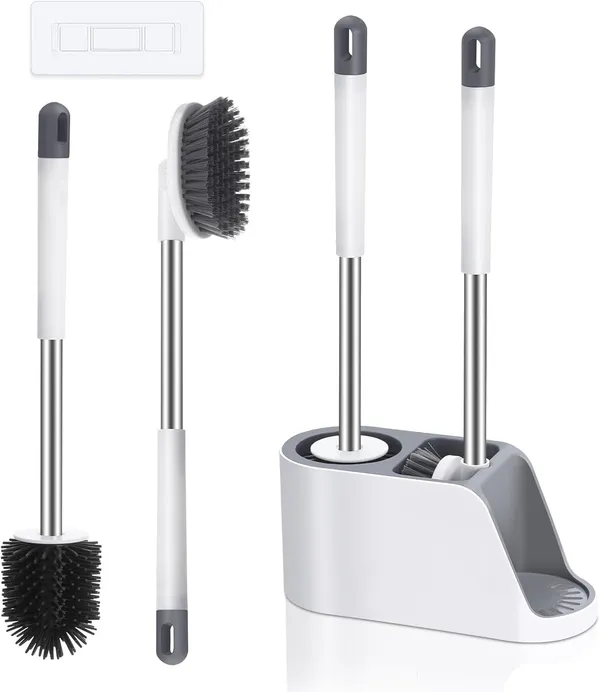 Silicone_Toilet_Brush_With_Holder_Set_Self_Adhesive_Wall_Mounted_And_Free_Stand_Sleek_Toilet_Cleaner_Brush_With_Ventilated_Drying_Stand_Bathroom_Cleaning_Floor_Scrubber_Brushes