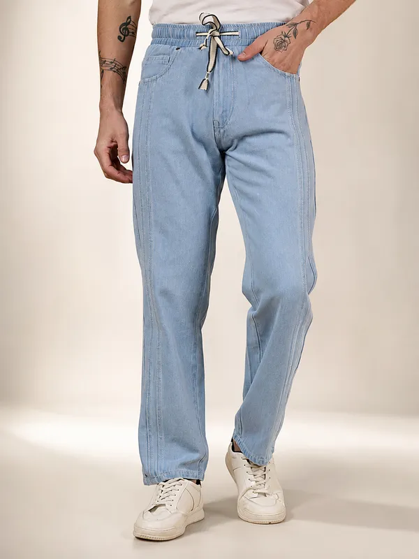 Ice_Blue_Pure_Cotton_Baggy_fit_Jeans_For_Men