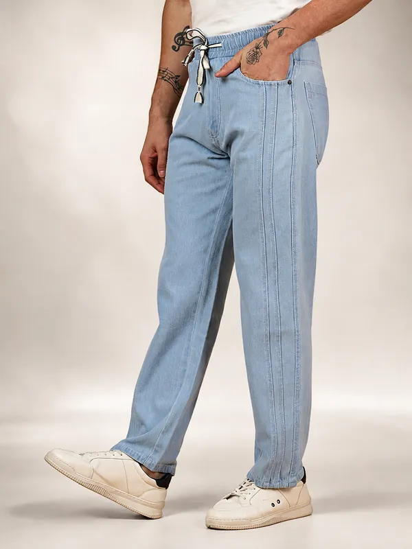 Ice_Blue_Pure_Cotton_Baggy_fit_Jeans_For_Men