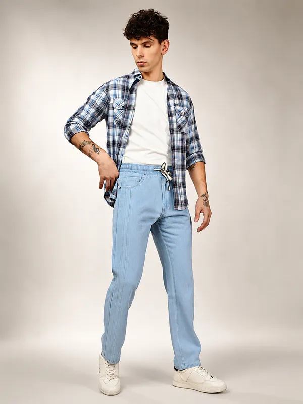 Ice_Blue_Pure_Cotton_Baggy_fit_Jeans_For_Men