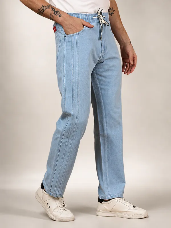 Ice_Blue_Pure_Cotton_Baggy_fit_Jeans_For_Men