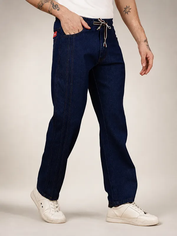 Blue_Pure_Cotton_Baggy_fit_Jeans_For_Men