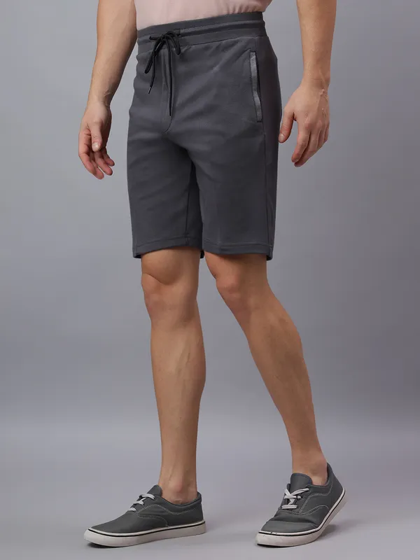 Grey_Knitted_cotton_Regular_fit_Shorts_For_Men