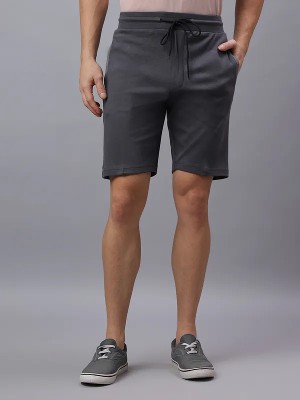 Grey_Knitted_cotton_Regular_fit_Shorts_For_Men