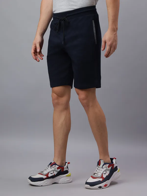 Navy_Knitted_cotton_Regular_fit_Shorts_For_Men