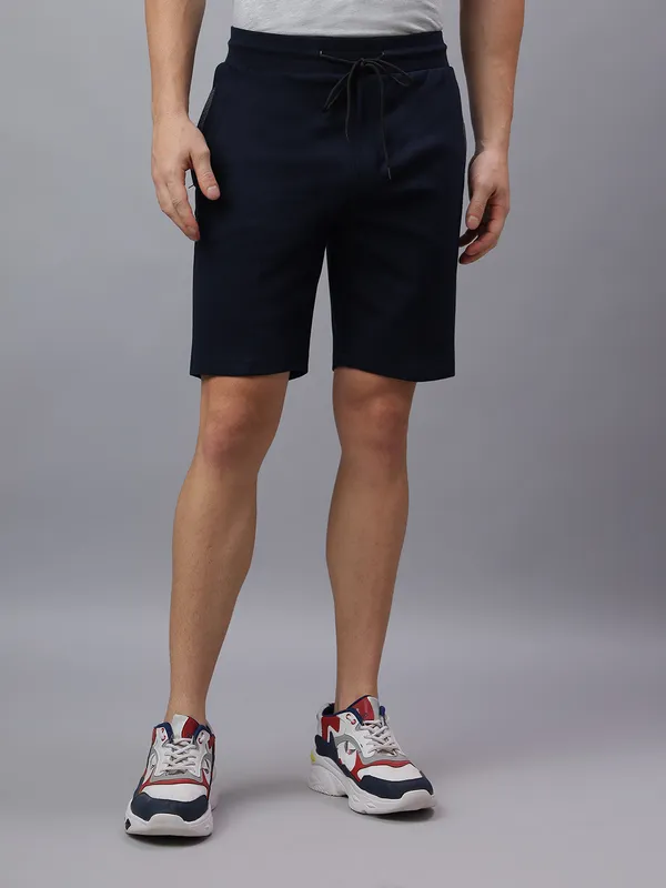 Navy_Knitted_cotton_Regular_fit_Shorts_For_Men