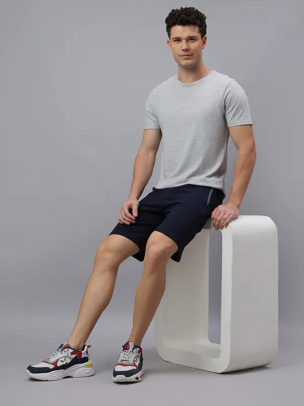 Navy_Knitted_cotton_Regular_fit_Shorts_For_Men