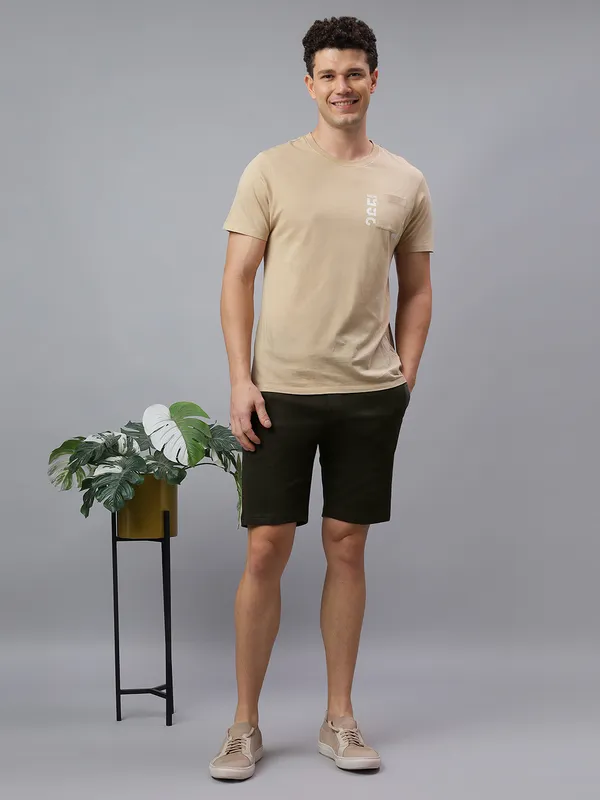 Olive_Knitted_cotton_Regular_fit_Shorts_For_Men