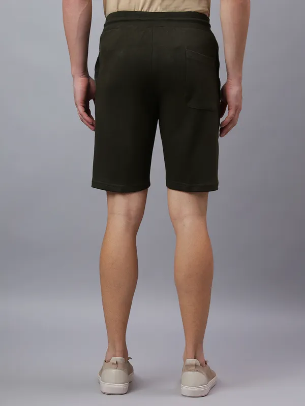 Olive_Knitted_cotton_Regular_fit_Shorts_For_Men