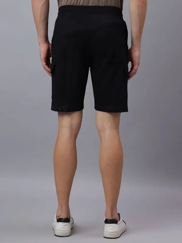Black_Knitted_cotton_Regular_fit_Shorts_For_Men