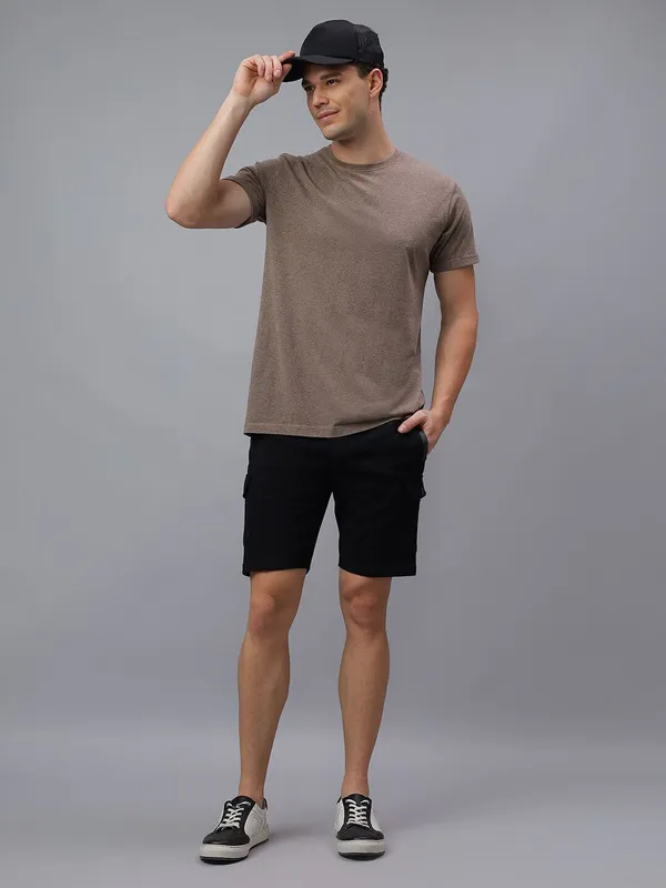 Black_Knitted_cotton_Regular_fit_Shorts_For_Men
