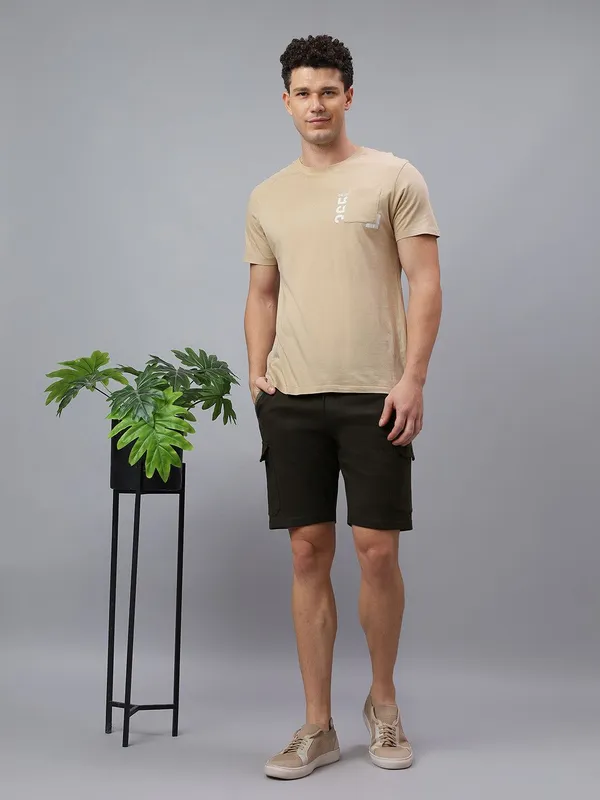 Olive_Knitted_cotton_Regular_fit_Shorts_For_Men