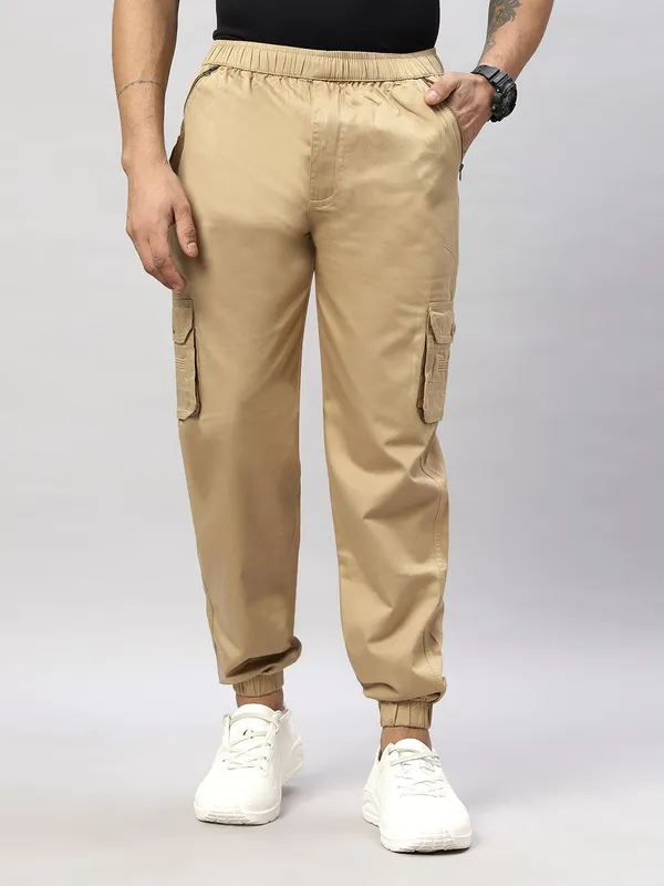 Beige_Cotton_Spandex_Regular_fit_Cargo_Pants_For_Men