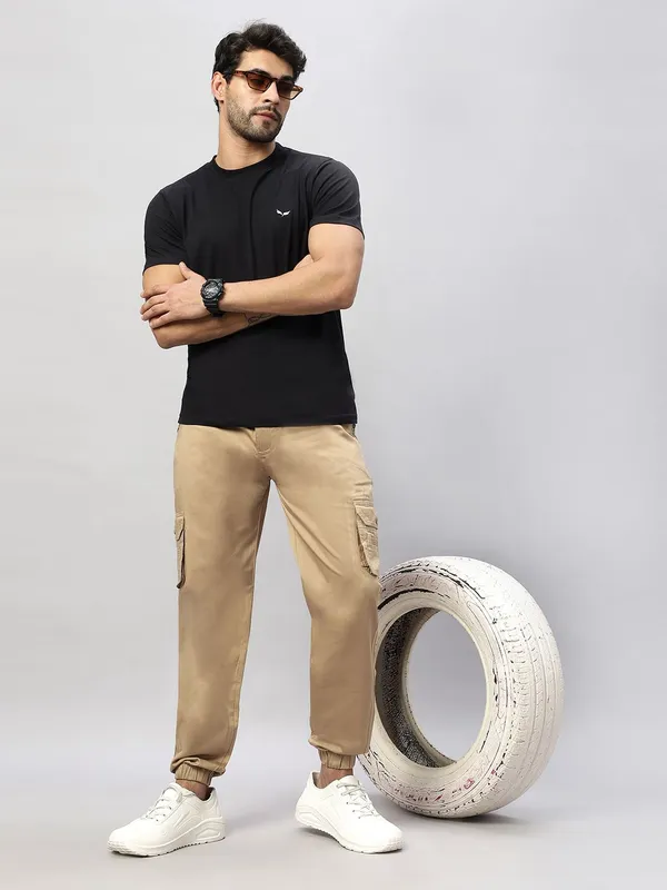 Beige_Cotton_Spandex_Regular_fit_Cargo_Pants_For_Men